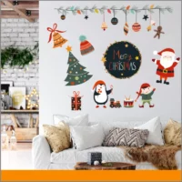 Vinilos decorativos navideños para paredes, puertas y ventanas