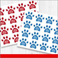 Etiquetas personalizadas en forma de huellas para calzado infantil