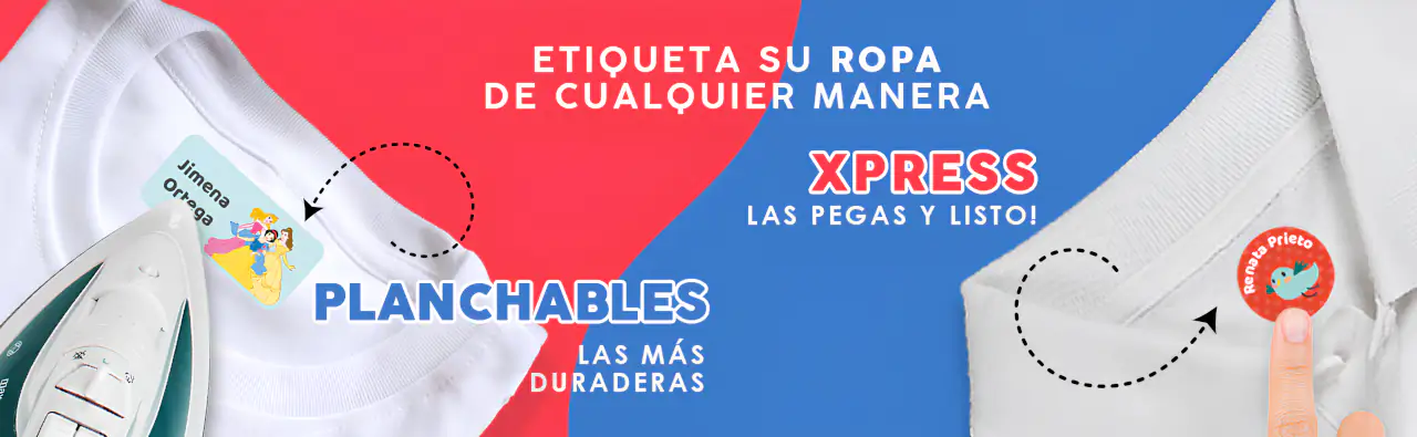 Etiqueta personalizables de ropa planchables