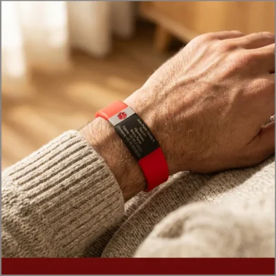 Placa metálica negra personalizada en brazalete