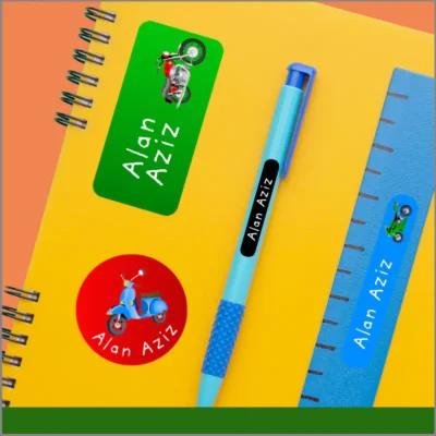 Etiquetas de vinil personalizables: ruedas