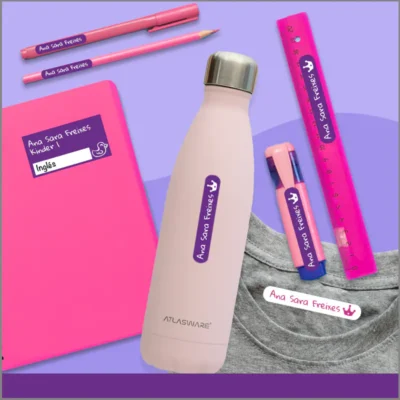 Paquete de vinilos personalizables con botella