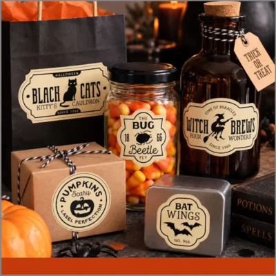 Etiquetas para botellas y recipientes de halloween