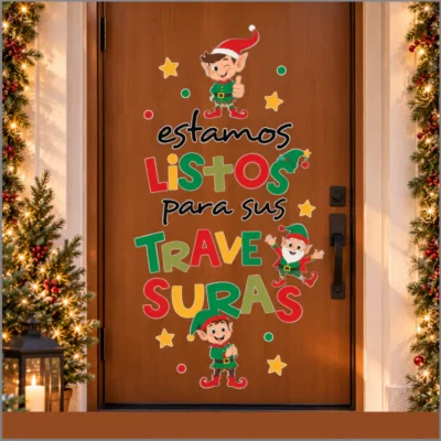 Duendes navideños para puertas, paredes y ventanas